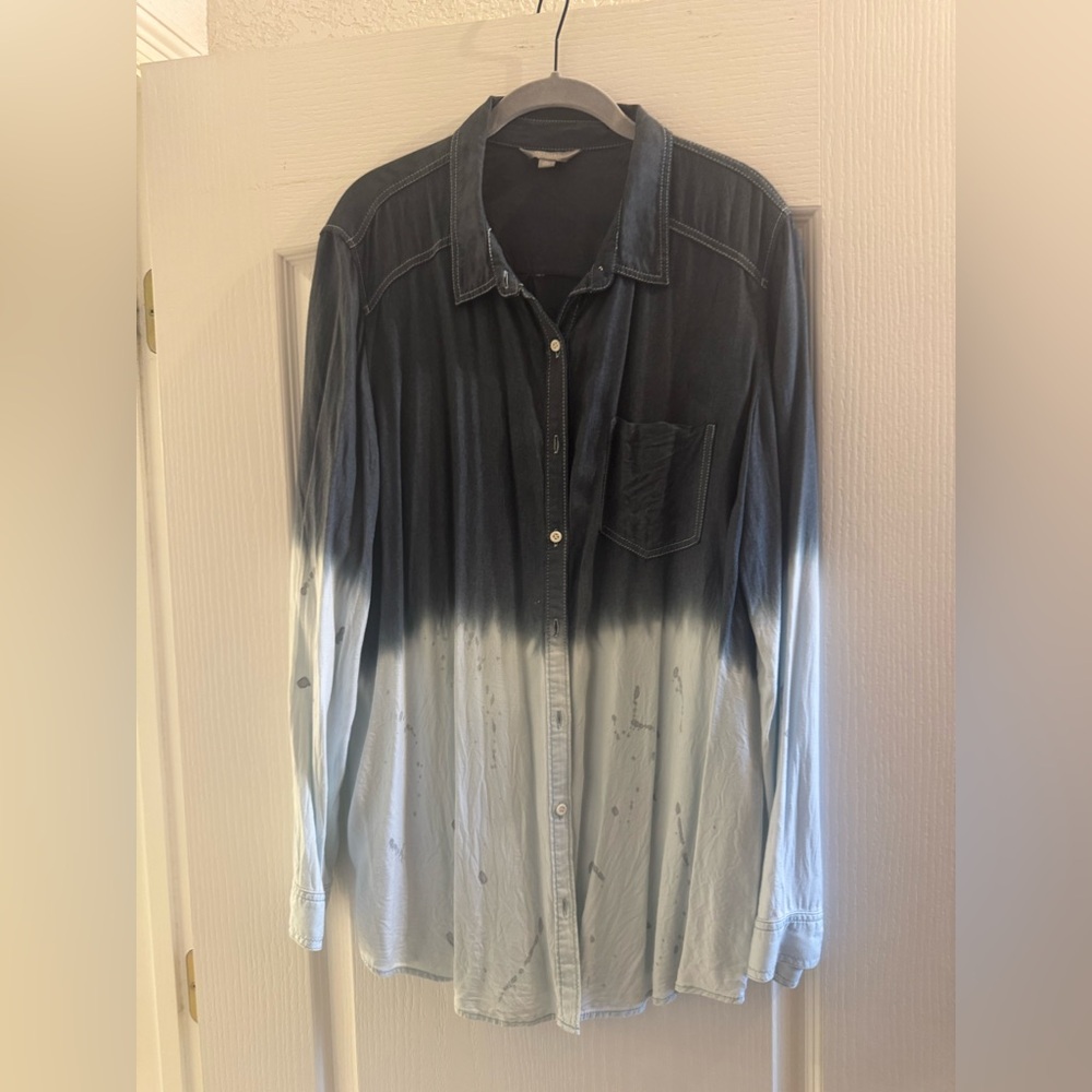 Rubbish Blue and White Ombre Button Down Shirt